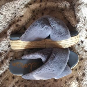 Espadrille Blue faux fur Platform
